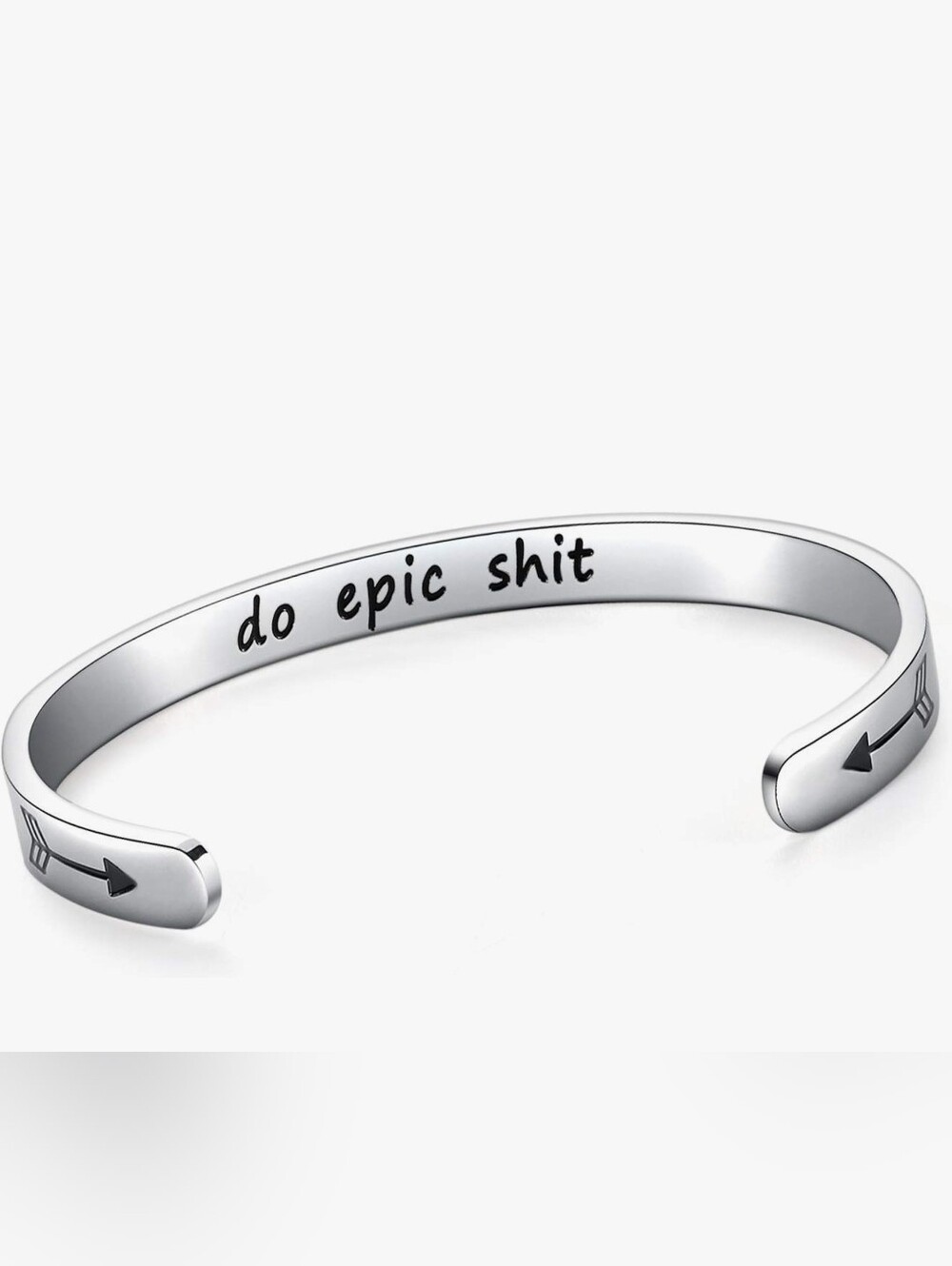 Silver Inspirational Cuff Bracelet - "do epic shit"